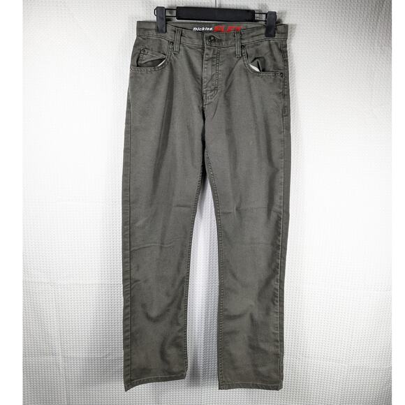 Dickies Flex 30x32 Olive Green Work Pants Mens Regular Fit Stretch Utility Jeans - Picture 1 of 4